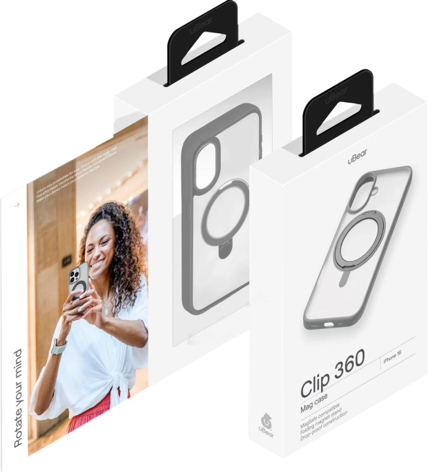 Чехол клип-кейс uBear для Apple iPhone 16 Clip 360 with MagSafe серый CS438GR61RG-I24M