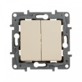 Выключатель Legrand Etika 2-клавишный, установка скрытая, IP20, слоновая кость [672302]