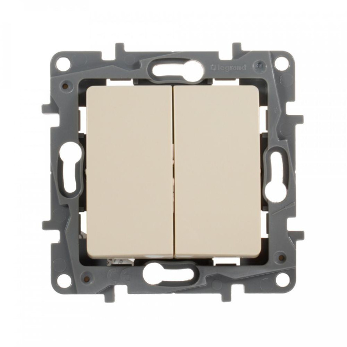 Выключатель Legrand Etika 2-клавишный, установка скрытая, IP20, слоновая кость [672302]