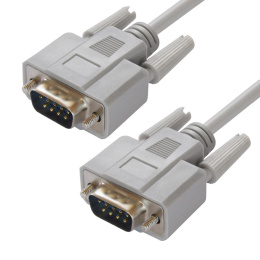 Greenconnect Кабель 1.5m 0-модемный COM RS-232 линковочный, DB9/DB9 9M/9M, серый, 30 AWG, GCR-50657