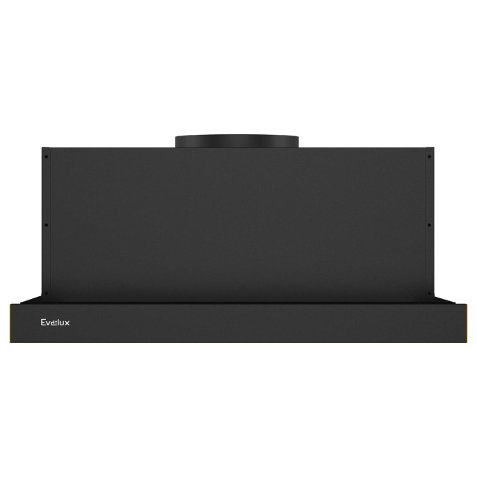 Вытяжка Evelux,50 см,отвод/циркуляция,механический контроль,2 скорости работы,производительность 710 м3/ч,LED освещение, фронтальная панель-черный метал,216*500*285-470