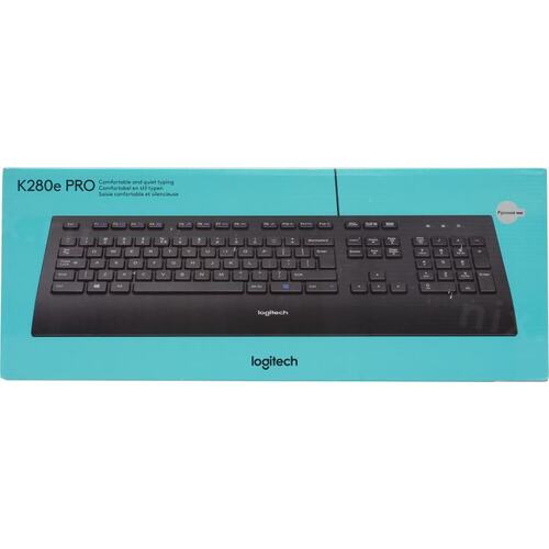 Клавиатура Logitech K280e, проводная, USB, мембранная, заводское нанесение кириллицы, черный [920-005215]