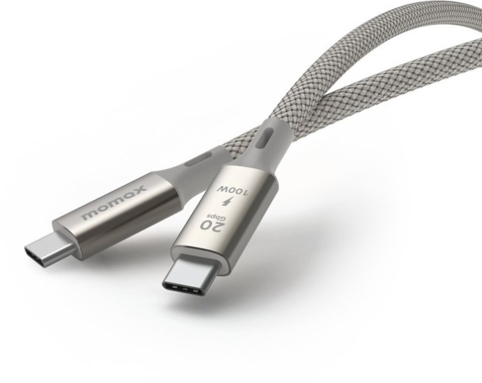 Кабель Momax Elite DC31L USB-C-USB-C 100W 1м Титановый (USB 3.2 Gen 2x2, PD3.0, 4K 60Hz, материал: нейлон, алюминий)