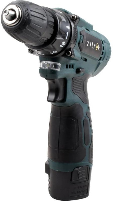 Дрель-шуруповерт ZITREK Green 12V Max, 2Ач, с двумя аккумуляторами [085-1016]