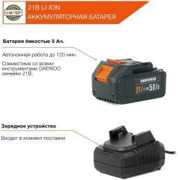 Строительный пылесос Daewoo DAVC 1621Li SET,  аккумуляторный,  оранжевый