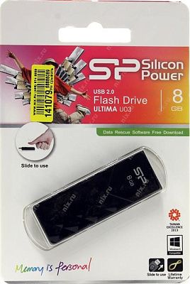Накопитель Silicon Power Ultima U03 SP008GBUF2U03V1K USB2.0 Flash Drive 8Gb (RTL)