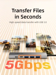 USB концентратор CABLETIME HB01G (CT-HBP1-AG6) 6-в-1 с HDMI, 100W PD для MacBook Pro/Air - Gray