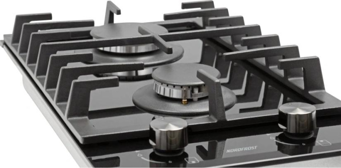 Газовая варочная панель NORDFROST HM 3023 B,  2 конфорки,  закаленное стекло,  черный