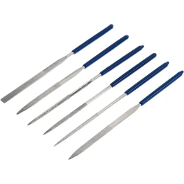 Набор алмазных надфилей  ТУНДРА 50 х 140 х 3 мм, обрезинные рукоятки, 6 шт. 2275919