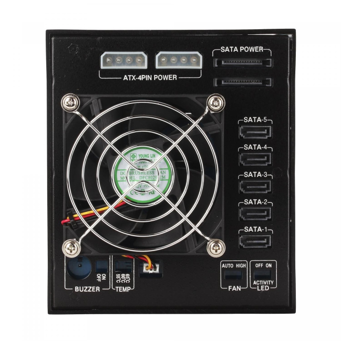 Корзина для HDD ExeGate HS535-01 универсальная, на 5*3,5" SATA/SAS HDD, занимает 3*5,25" отсека, RTL EX264646RUS