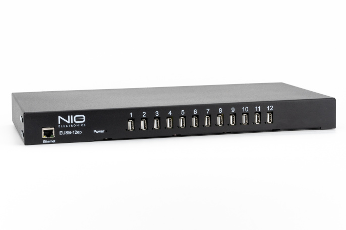 Сетевой концентратор USB NIO-EUSB 12ep USB/IP хаб на 12 портов с 1 блоком питания