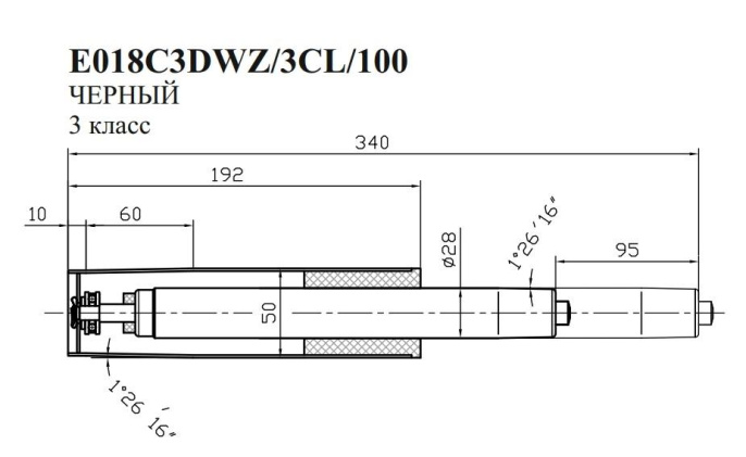 Газлифт Бюрократ E018 E018C3DWZ/3CL/100 черный для офис.кресла 50мм металл