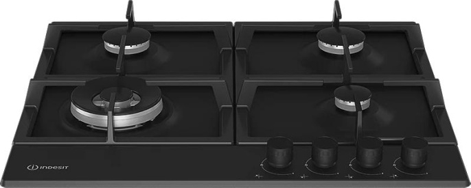 Газовая варочная панель Indesit THPM 642 WS/BL/I,  4 конфорки,  металл,  черный