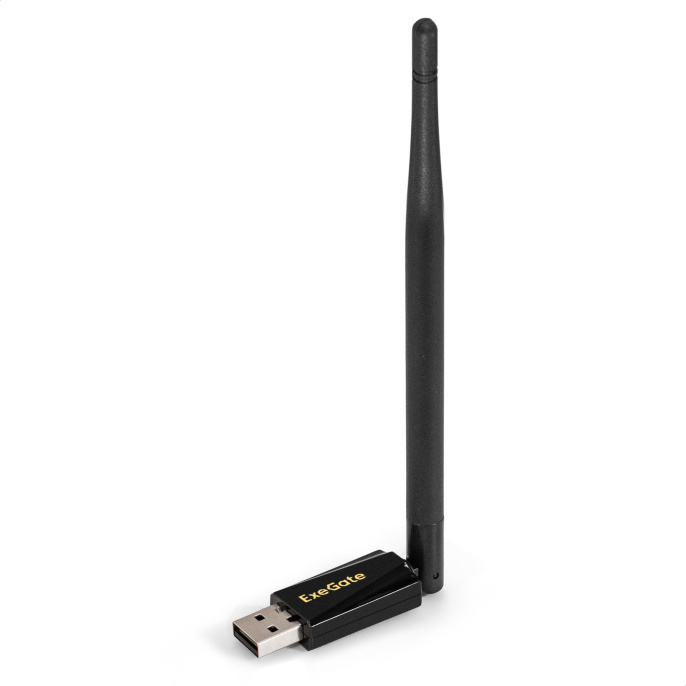 Сетевой адаптер Wi-Fi 4 ExeGate EDWA-137-N300-1 (Беспроводной USB адаптер, Wi-Fi N (b/g/n), чипсет Realtek8192, до 300 Мбит/с на 2,4 ГГц, внешняя 3dBi антенна, USB 2.0) EX299652RUS
