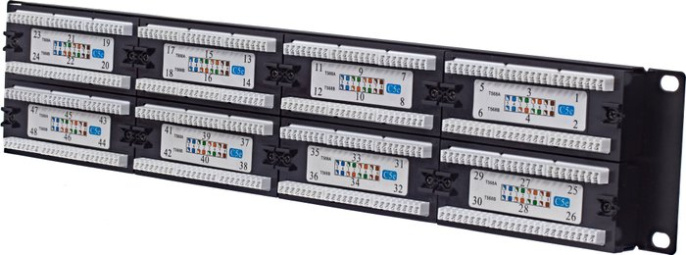 Патч-панель 19", 48 портов RJ-45, кат.5e, Krone IDC, 2U WT-2029B-KR-48 ports