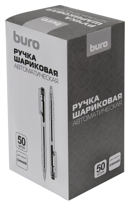 Ручка шариков. автоматическая Buro прозрачный d 0.7мм син. черн. кор.карт. сменный стержень линия 0.5мм без инд. Маркировки (18229256)