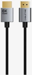 Кабель CABLETIME CH14L (CT-SHD8K-AG2) 2 м, 8K SLIM HDMI 2.1, позолоченный, 8K/60 Гц, черный