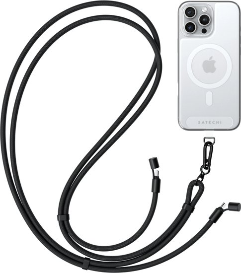 Зарядный кабель - ремень через плечо Satechi OntheGo Crossbody Lanyard Cable 60W. Длина: 1.5м. Цвет: черный (ST-LOTGLK)
