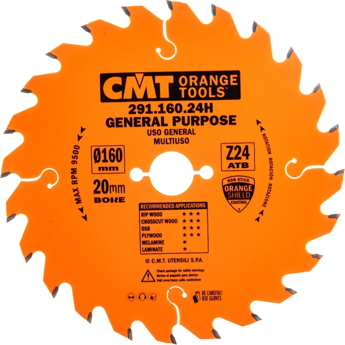 Диск пильный по дереву (160х20х1,6/2,6 мм; Z24) CMT 291.160.24H