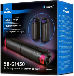 Саундбар Bluetooth Sven SB-G1450 мини,  2.0,  черный [sv-022488]