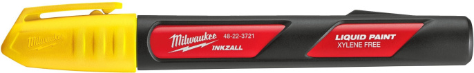 Маркер Milwaukee Inkzall Желтый 48223721 на основе жидкой краски, для использования на бетоне, черных трубах, алюминии, ПВХ, стали и нержавеющей стали, резине и шинах, прочное акриловое перо, температура поверхности -10° до + 145°С, можно использовать