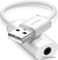 Внешняя звуковая карта UGREEN US206 30712 USB A Male to 3.5 mm Aux Cable. Цвет: белый 30712_