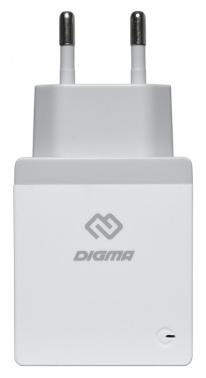 Сетевое зарядное устройство Digma DGWC-2U-3A-WG,  2xUSB-A,  15.5Вт, 3.1A, белый