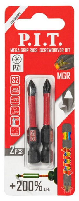 Бита P.I.T. ASDR01-50PZ1 ударная магнитная PZ1x50 мм, IMPACT, торсионная зона, 2 шт