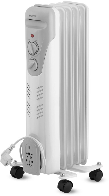 Масляный радиатор Vitek VT-1707, 1000Вт, белый