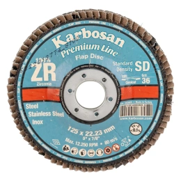 Круг лепестковый торцевой, угловой, цирконат 65% 125х22.2 мм, P-36 ABRAFORM AF-FLAP-CN-125-P36-ZR65