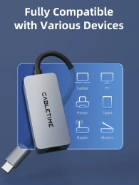 USB-Хаб CABLETIME CB57G (CT-CML2500-AG) – USB 3.0 Type-C, 2.5G RJ45 для ноутбуков