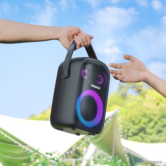 Портативная колонка Tronsmart Halo 100 60W трехполосная звуковая система, Bluetooth 5.3, водонепроницаемостьI PX6, со световыми эффектами, с ультрапортативный ручкой, до 18 часов работы, батарея 7.4V/6000mAh