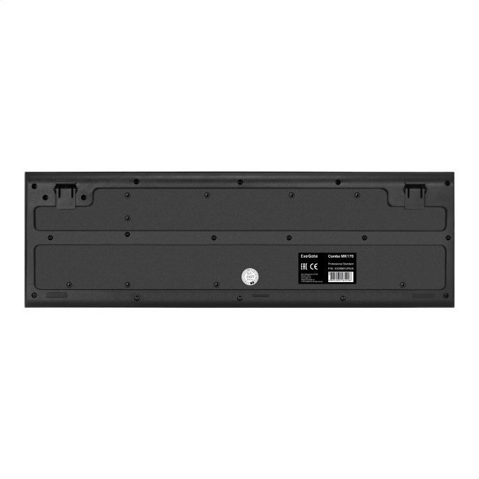 Комплект ExeGate Professional Standard Combo MK170 (клавиатура влагозащищенная 104кл., длина кабеля 1,5м + мышь оптическая 1200dpi, 3 кнопки и колесо прокрутки, длина кабеля 1,2м; USB, черный, RTL) EX298912RUS