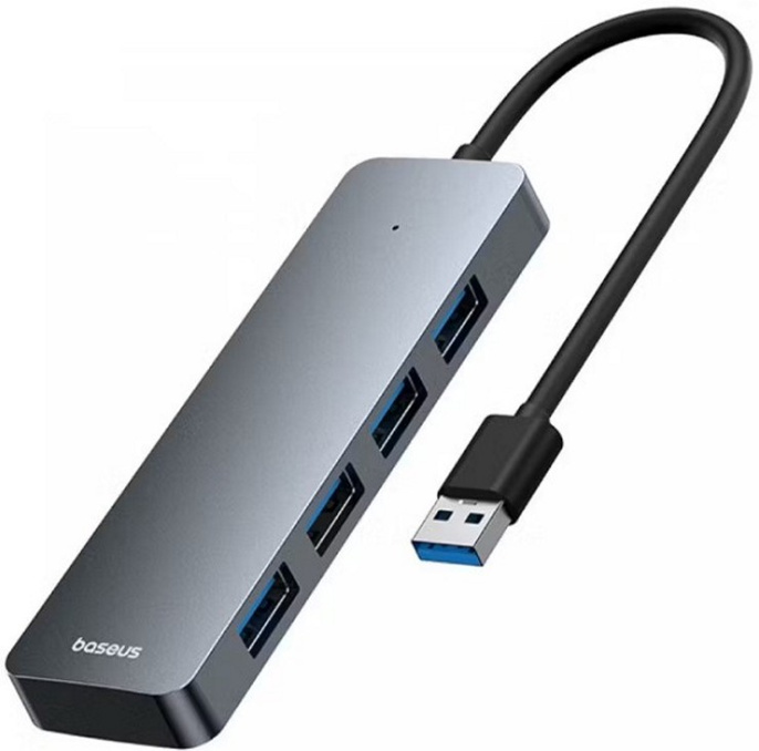 Хаб Baseus UltraJoy Series 4-Port HUB Lite 15cm Space Grey (B0005280B811-00) (USBA to USB3.0*4)