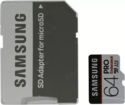 Карта памяти Samsung PRO Endurance MB-MJ64GA/RU microSDXC Memory Card 64GbClass10 UHS-I U1+ microSD--SD Adapter