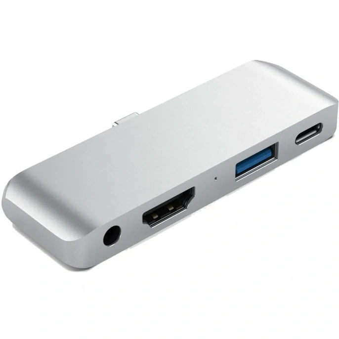 Адаптер Satechi Aluminum Type-C Mobile Pro Hub Adapter для new iPad Pro с разъемом Type-C и других планшетов с разъемом Type-C. Цвет серебряный. (ST-TCMPHS)