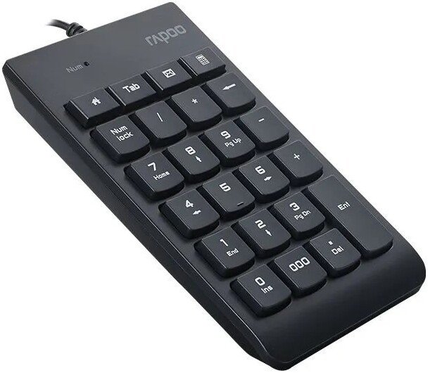 Цифровой блок проводной RAPOO K10-BL, цвет - черный 13323