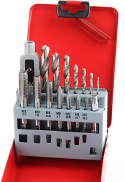 Набор для нарезания резьбы P.I.T. ASET09-015A 15 предметов метчики, сверла, держатели