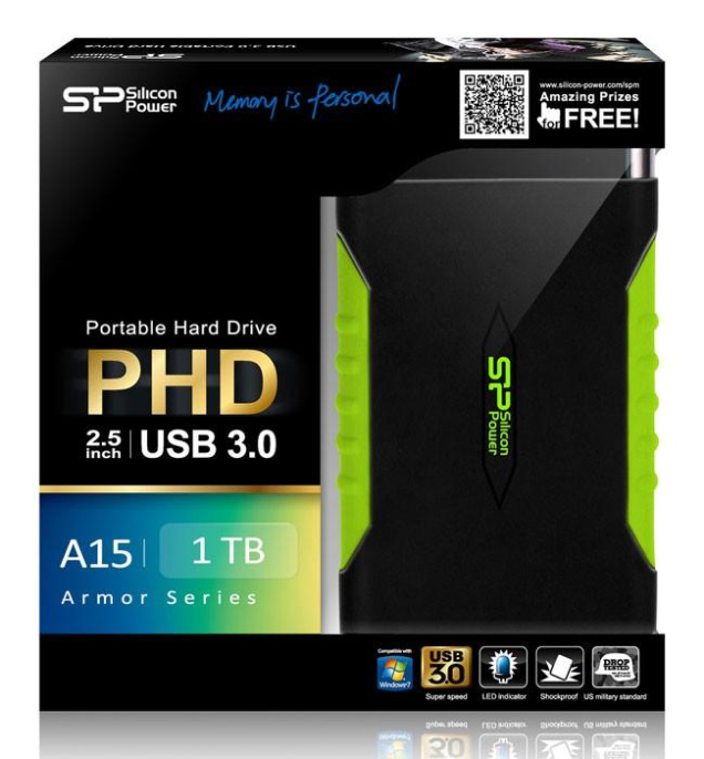1ТБ Внешний диск HDD  Silicon Power Armor A15, USB 3.0, черный [sp010tbphda15s3k]