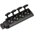 Rexant 111-224 Розетка колодка влагозащищенная с крышкой 4 гнезда COMPACT, с/з, 16А, IP54, каучук, черная