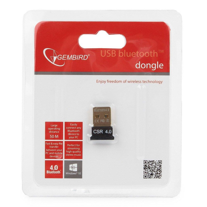 Адаптер Gembird Bluetooth, ультратонкий корпус, v.5.0, 20 метров, USB BTD-MINI5-2
