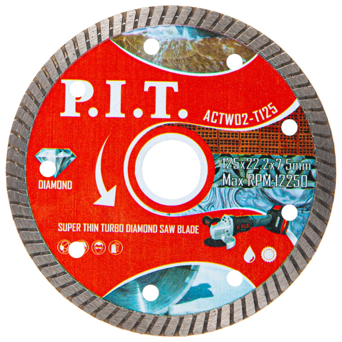 Алмазный диск P.I.T. ACTW02-T125 отрезной Turbo, 125x22.2x1.4 мм