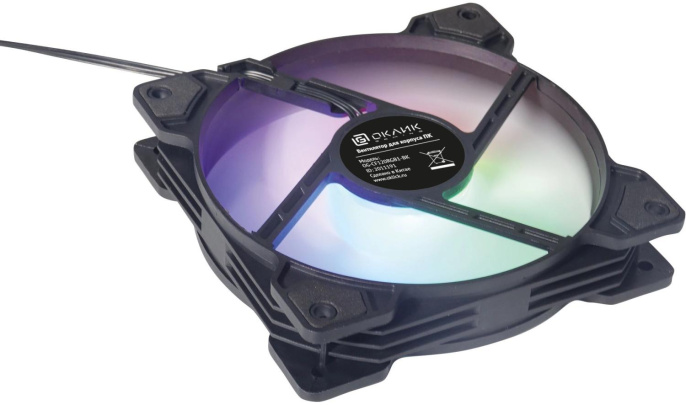 Вентилятор для корпуса Оклик OG-CF120RGB1-BK RGB 120х120x25 черный 3-pin 4-pin Molex 23дБ Ret