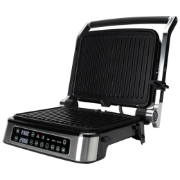 Электрический гриль RAGEX R782-900 с режимом барбекю, 2000 Вт, серебристый