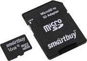 Карта памяти SmartBuy SB16GBSDCL10-01LE microSDHC 16Gb Class10 + microSD-->SD AdapterSMARTBUY