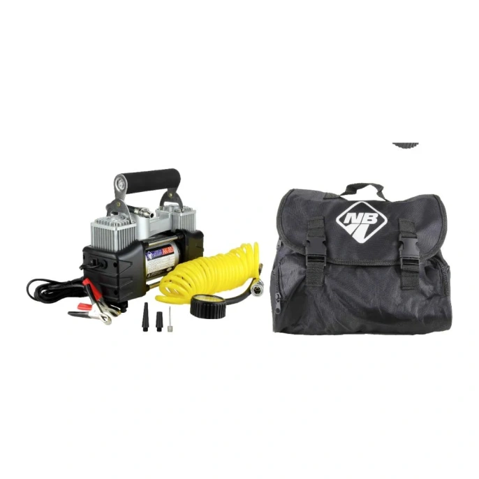 Компрессор Nova Bright АК-85L двухпоршневой, до 85 л/мин., 150 PSI, 12В, металлический корпус, в сумке 47557