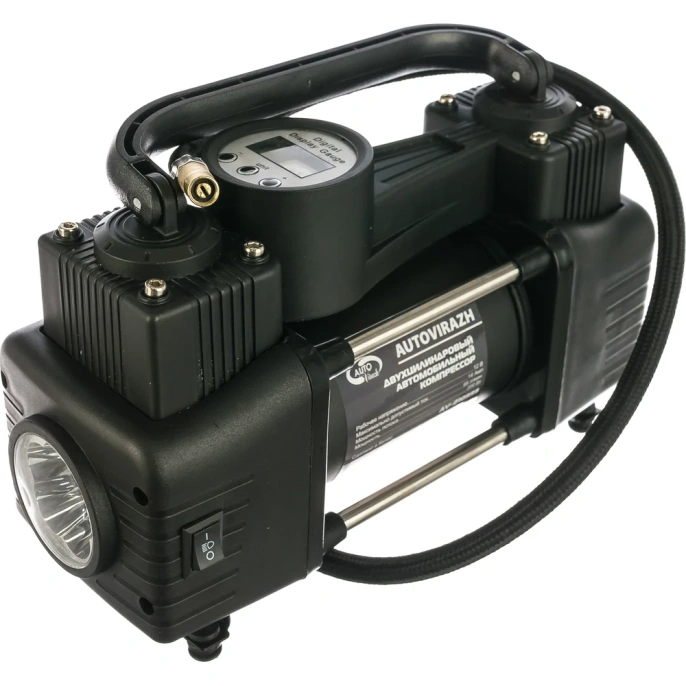 Двухцилиндровый компрессор AUTOVIRAZH 95 л/мин с цифровым манометром и функцией автостоп AV-010999