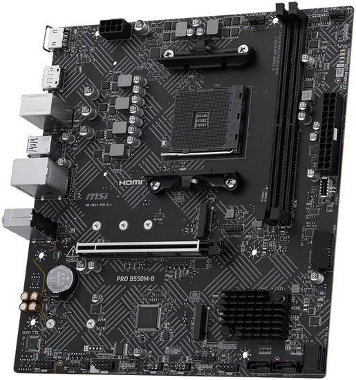 Материнская плата MSI PRO B550M-B Soc-AM4 B550 PCI-Ex16 2xM.2 1GbE LAN 3xARGB+RGB 2xDDR4 4600MHz+ DP+HDMI mATX RTL