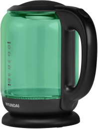 Чайник электрический Hyundai HYK-G2807 1.7л. 2200Вт бирюзовый/черный корпус: стекло