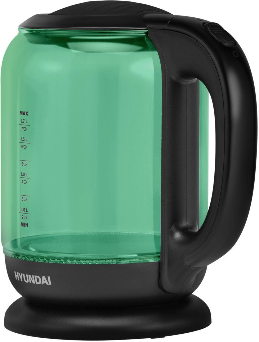 Чайник электрический Hyundai HYK-G2807 1.7л. 2200Вт бирюзовый/черный корпус: стекло